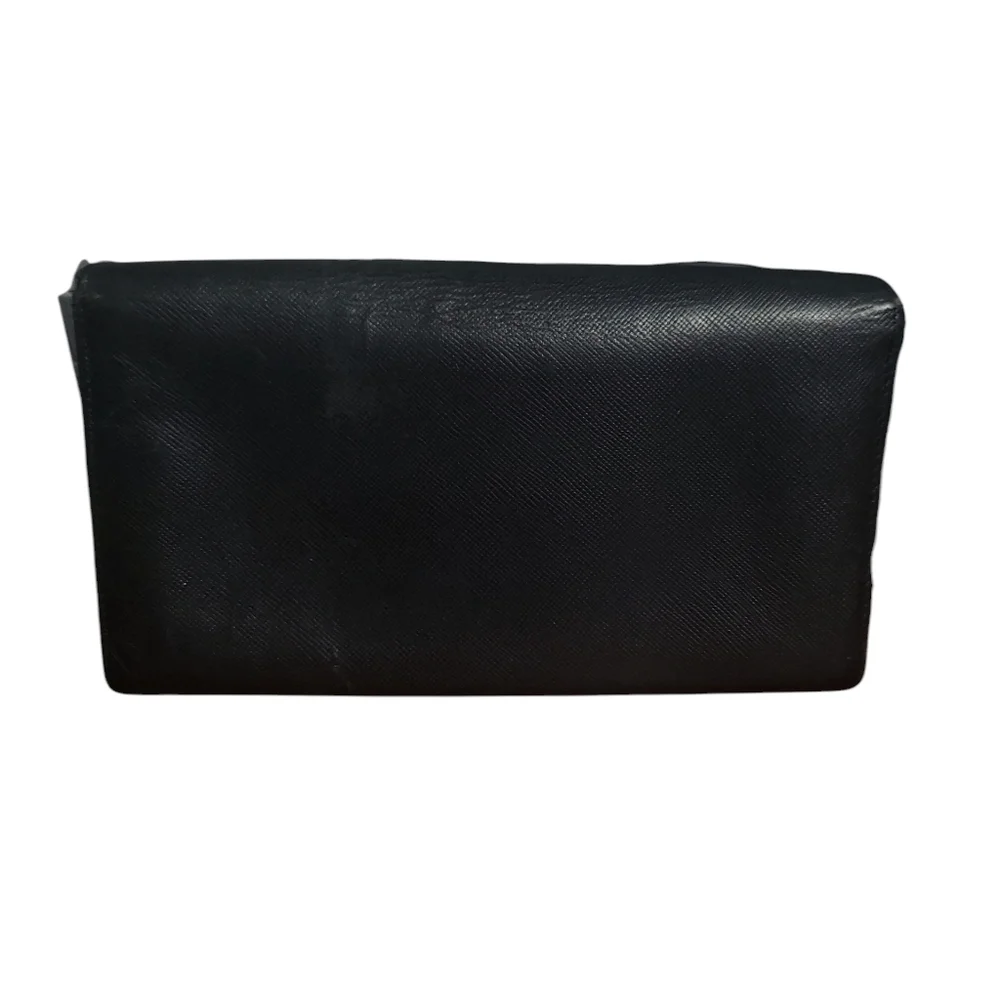 Prada Black Leather Long Wallet